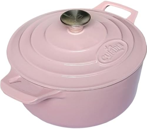 La Cuisine Enameled Cast Iron Dutch Oven, Pink, 3.75 QT, 9.5"/24cm Ø, PFOA Free by LaCuisineforlife