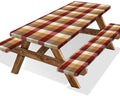Checkered Style Picnic Table Cover with Bench Covers, Camping Essentials, Plaid Waterproof Windproof, Fitted Tablecloth Cover with Elastic Edge, for Indoor, Outdoor, 3 PCS, 30x96 Inch by Xguatan