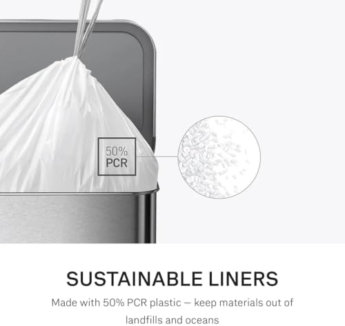 simplehuman Code J 40 Count, Dispenser Pack Custom Fit Liners, Drawstring Trash Bags, 30-45 Liter / 8-12 Gallon, White - Image 4