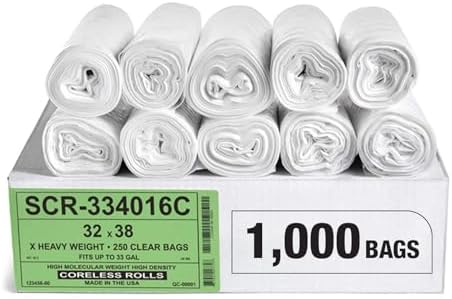 Aluf Plastics 33 Gallon Trash Bags Source Reduction Series Value High Density 16 Micron Gauge (equiv) - Intended for Home, Office, Bathroom, Paper, Styrofoam (Pack of 1000) by AlufPlastics