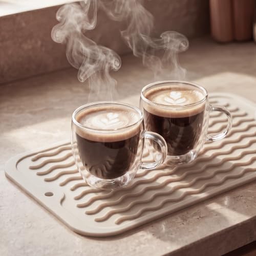 MicoYang Silicone Dish Drying Mat for Multiple Usage,Easy clean,Eco-friendly,Heat-resistant Silicone Mat for Kitchen Counter or Sink,Refrigerator or Drawer Liner Tapioca S 12 inches x 6 inches - Image 6