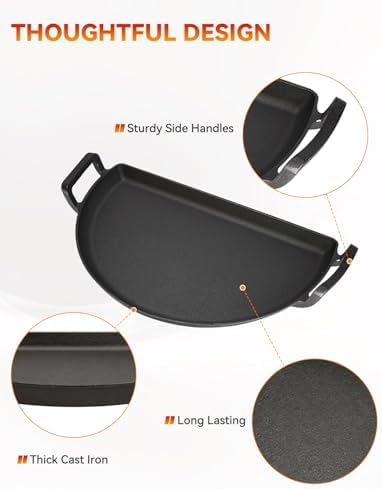 Cast Iron Drip Griddle Pan for 22" Weber Kettle Grill, Griddle Insert - Image 6