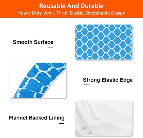 8ft 96in Picnic Table and Bench Cover, 3 Pack, Blue-White Moroccan - Image 4