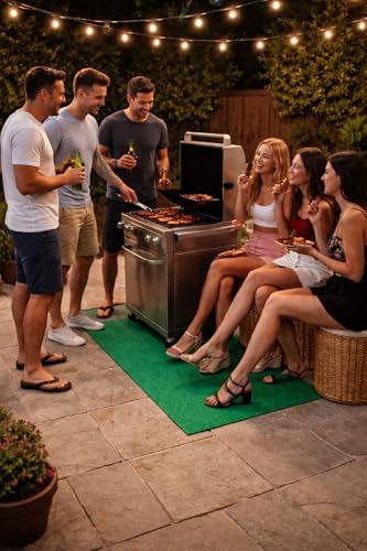 Rhino Hide Embossed Grill Guard Mat - Heat Resistant Outdoor Grill Floor Mat for Patio, Deck & Garage Surface Protection - Rectangle, Green (36”x60”) - Image 2