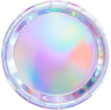 MaitianGuyou Iridescent Paper Plates Holographic Laser Round Party Plates,40 Pack 9 Inch Dinner Plate for Mermaid Cake Salad Pizza, Birthday Baby Shower Wedding Party Decorations(9 Inch) by MaitianGuyou