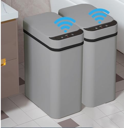 2 Pack - 2.5 Gallon Motion Sensor Bathroom Trash Can - Slim Smart Trash Can by Yatmung