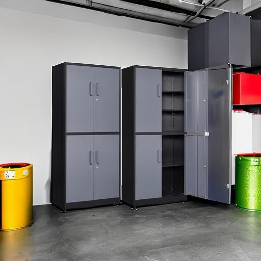 SISESOL Metal Storage Cabinets with Doors and Shelves,71" Metal Garage Storage Cabinet with Lock,Gray Steel Cabinet with Locking Doors,4 Door Lockable Storage Cabinets for Garage,Home,Office - Image 6