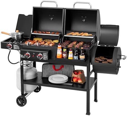 ZH3005Y 2-Burner Gas and Charcoal Grill Combo Black by GrillsHouse