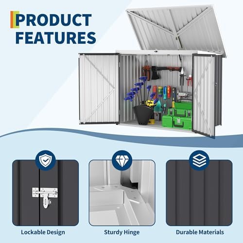 Garvee Outdoor Trash Storage Shed– 5.8x3.3 FT, Lock Latch, Sloped Roof - Image 4