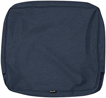 Classic Accessories Montlake Water-Resistant 21 x 22 x 4 Inch Outdoor Back Cushion Slip Cover, Patio Furniture Cushion Cover, Heather Indigo Blue, Patio Furniture Cushion Covers by ClassicAccessories