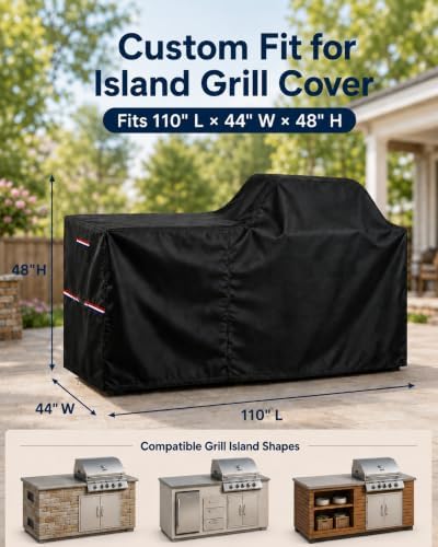 110 Inch Island Grill Cover - Extra Large Outdoor BBQ Island - 600D - Image 2