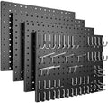 Spampur Peg Board, 4 Pack Metal Black Pegboard Panels with 50 Hooks by Spampur