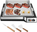 Electric Griddle, 14" Indoor Grill, Spatula & Fork Included by besococina