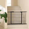 44.72"-46.89" Baby and Pet Safety Gate, 30" Tall Metal Walk-Thru Gate for Doorways & Stairs, Easy One-Hand Open, Dual Lock, Extensions & Wall Mounts Included (Brown, 29"-46" W x 30.5“H) by SafeGo