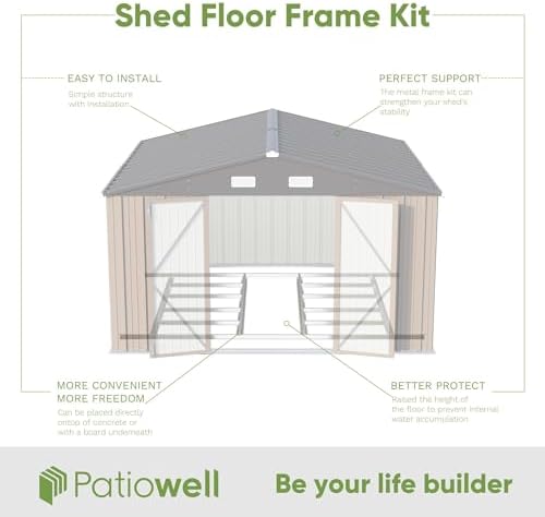 Patiowell 10x10 FT Outdoor Storage Shed with Floor Frame, Brown - Image 3