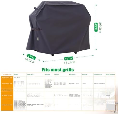 F&J Outdoors Grill Covers BBQ Covers, Grey, 48" W x 27" D x 43" H - Image 2