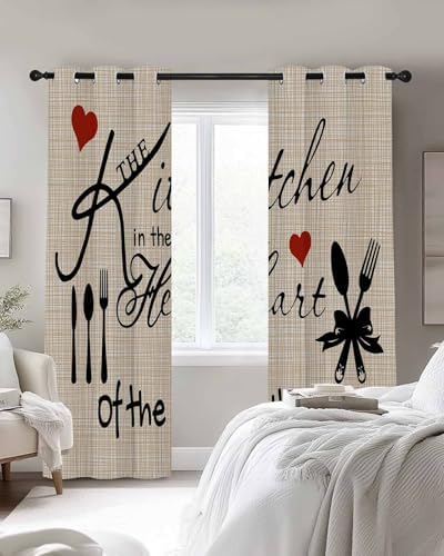 Kitchen Tableware Blackout Curtains 84 Inch Length Knife and Fork Thermal Insulated Window Curtain Window Drapes 2 Panels for Bedroom Living Room 42" Wx84 L - Image 4