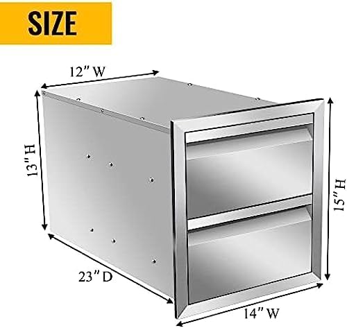 Outdoor Kitchen Drawers, Triple BBQ Drawers Stainless Steel Built-in Drawer For Outdoor Kitchen Island, Patio Grill Station,Double Drawers - Image 2