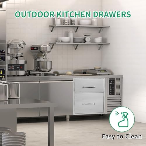 Outdoor Kitchen Drawers 14" W x 21" H x 21" D Stainless Steel Double Drawers with Ergonomic Handle for BBQ Island, Patio Grill Station & Outdoor Kitchen Cabinets - Image 5