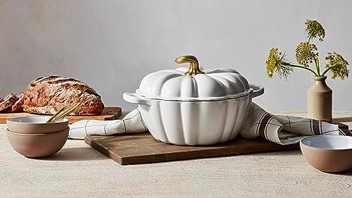 Le Creuset Enameled Cast Iron Signature Pumpkin Cocotte, 4 qt., White - Image 5