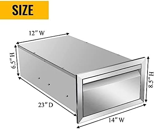 Flush Mount Stainless Steel Double Drawers with Recessed Handles for Outdoor Kitchens Or BBQ Island,-14W X 8.5H X 23D Inch - Image 3