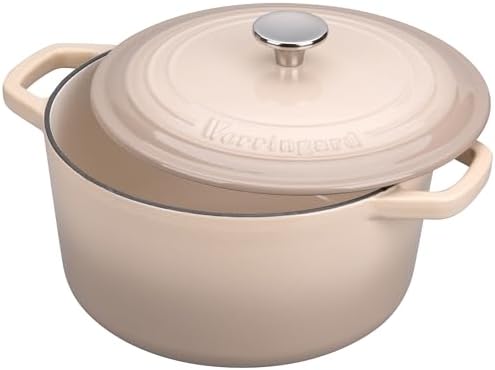 VORRINGARD Enameled Cast Iron Dutch Oven Pot with Lid, for Bread Baking, Round Bread Oven- include Sourdough Bread Baking Supplies Set, 6QT, Latte - Image 4