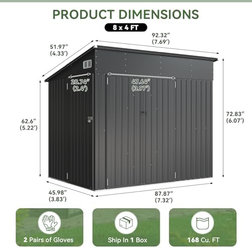Aoxun 7.5'x4' Triple Door Outdoor Storage Shed with Magnetic Sensor Light - Image 2