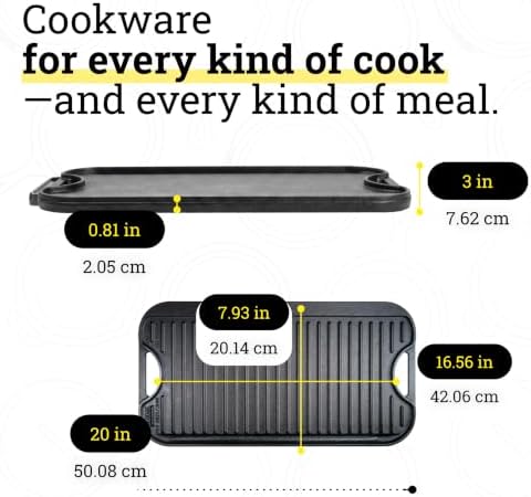 Lodge Pro-Grid Reversible Grill/Griddle, PFAS-Free, 20 x 10.5 Inches - Image 6