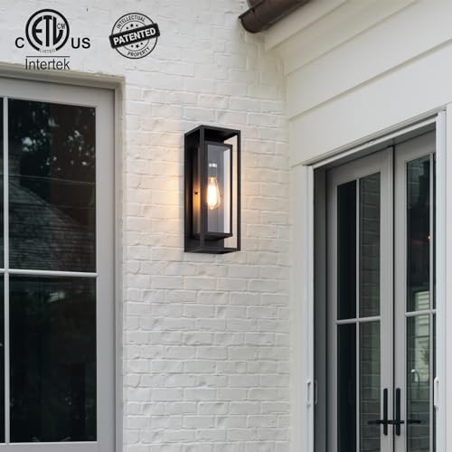 mirrea 18" Modern Outdoor Porch Wall Light, Matte Black, 2 Pack - Image 2