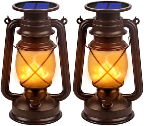 Marlrin Solar Lanterns Outdoor Waterproof 2 Pack LED Flickering Light by Marlrin