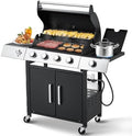 Upgraded 4 Burner 44000 BTU Propane Grill with Side Burner by UPHYB