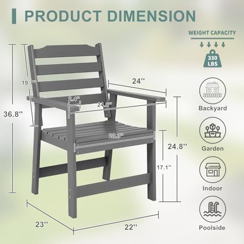 FUNBERRY Outdoor Dining Chair, HDPE All Weather Patio Chair for Outside - Image 6