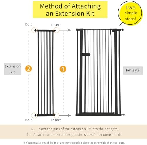 Lumizone Extra Tall Cat Gate Extension Kit 61.02" High 12.6" Wide Black - Image 2