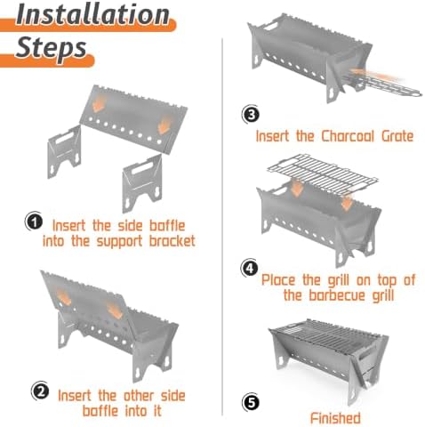 Portable charcoal Grill,Foldable Heavy Duty Camping,Non-Toxic - Image 4