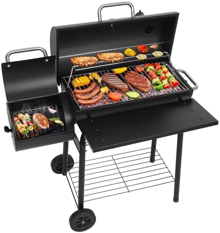 Realcook Charcoal Grills with Offest Smoker: Spacious Barrel Charcoal Grill by Realcook
