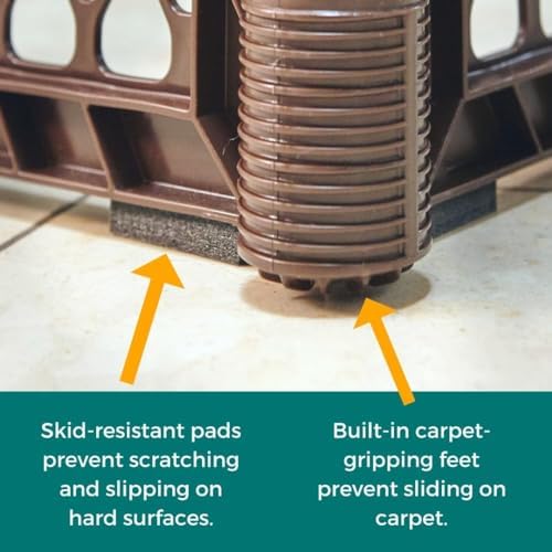 MyPet Extra Wide Dog Gate with Small Pet Door. 38.5” to 103.5" Wide. Cat Gate for Doorway. Made in USA. 26" Tall, Brown - Image 7