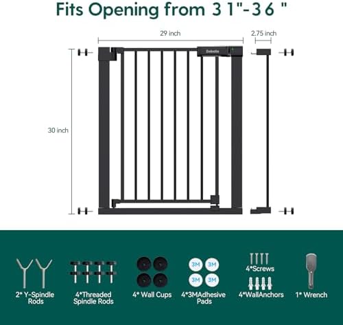 Babelio Baby Gate for Stairs No Drilling, PressGuard, 31-36 in Dog Gate - Image 6