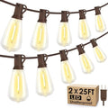 Larkvue 50FT(2x25FT) Outdoor String Lights, Patio Lights with 20+2 LED Dimmable Waterproof ST38 Vintage Shatterproof Bulb for Bistro Cafe Fence, Brown by Larkvue