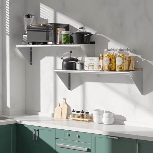 Stainless Steel Shelf 2 Pack 12"x24", Wall Mounted Metal Shelves - Image 2