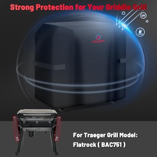Comnova Grill Cover for Traeger Flatrock - Premium Flat Top Griddle Cover for Traeger Waterproof & Heavy Duty, 600D Gas BBQ Cover Accessory for Treager Flatrock Flat Top Grills (BAC751) - Image 5