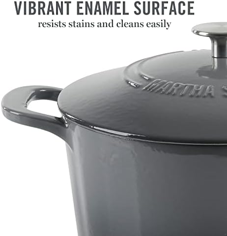 MARTHA STEWART Gatwick 7-Quart Enamel Cast Iron Dutch Oven – Classic Grey – Durable Heavy-Duty Dutch Oven for Slow Cooking, Braising & Baking - Image 3