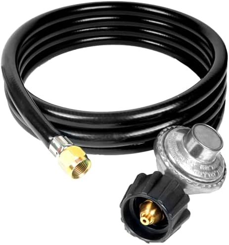 8 FT Gas Grill Regulator Hose Replacement Low-Pressure Propane Regulatorand Hose for Backyard BBQ & Patio Heating, Fits Weber Charbroil Nexgrill Grills, Fire Pits by GrillAce