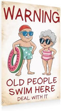 BEASTZHENG Funny Pools House Metal Tin Sign Old People Swim Here Pool Rules by BEASTZHENG