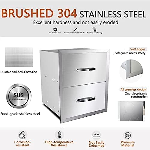 Stainless Steel Outdoor Kitchen Drawers - 3-Drawer BBQ Drawer, Built-in, Flush Mount for Outdoor Kitchens & BBQ Islands, 18Wx23Dx23H-2L - Image 5