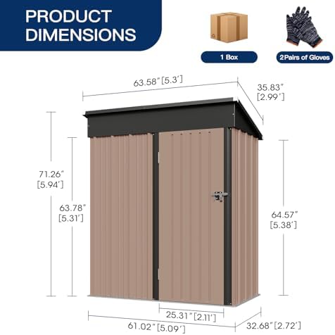 Aoxun 5x2.7 FT Shed Outdoor Storage Shed Brown - Image 2