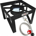 GasOne B-5200K Outdoor Cooker with High Pressure Steel Braided Hose Propane Burner Camp Stove by GASONE