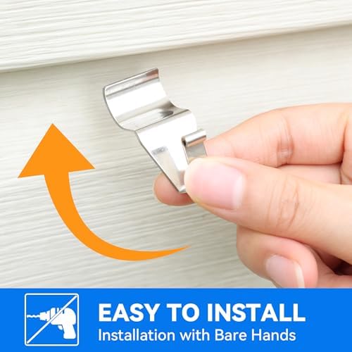 MIUKAA No-Hole Vinyl Siding Hooks, 12-Pack Stainless Steel Clips, 12lb Load - Image 4
