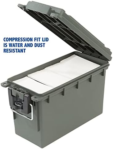 Sheffield 12626 Ammo Storage Box, Stackable .30 Cal Field Boxes, Water and Dust Resistant, Lockable Storage Box with Handle, Secures Hunting Gear, Supplies, and Bullets, Made in USA, Green(Pack of 6) - Image 4