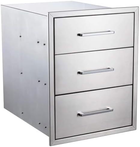 3-Drawer Outdoor Kitchen Drawer, 18W x 23H x 23D, Stainless Steel, Silver by SturdyDurableandConvinient