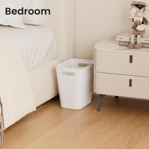 JOYMOOP Slim Trash Can 5-Pack, 2.2 Gallon Plastic Wastebasket for Bathroom, Bedroom, Office, Kitchen with 4 Rolls Bags, White - Image 6